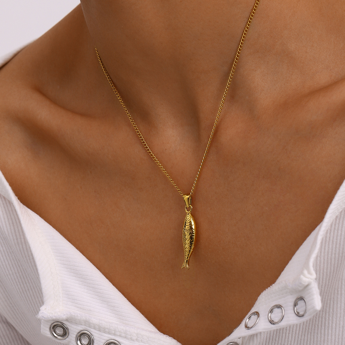 14K gold plated ocean pendant