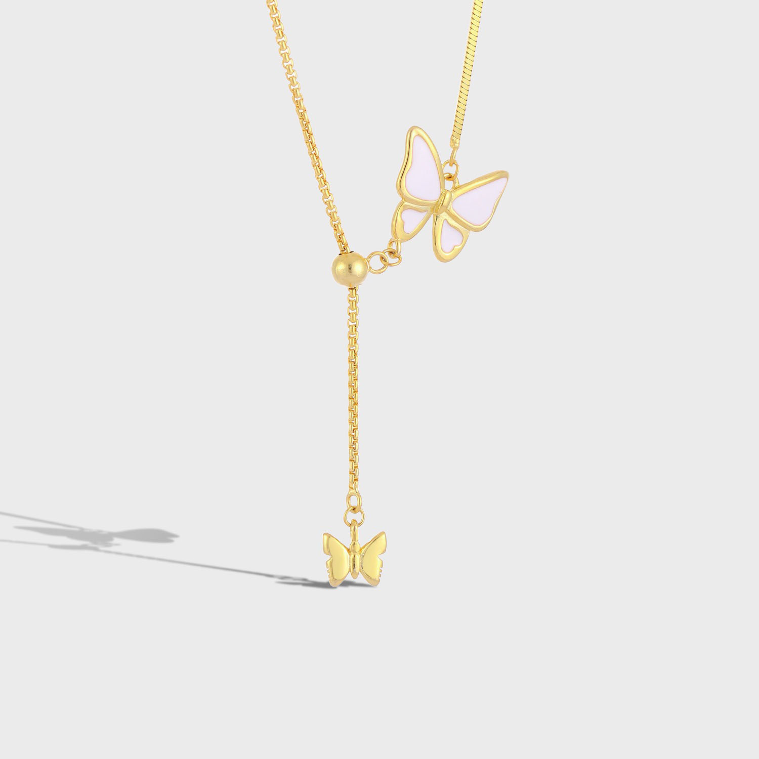 18K gold plated two butterflies necklace
