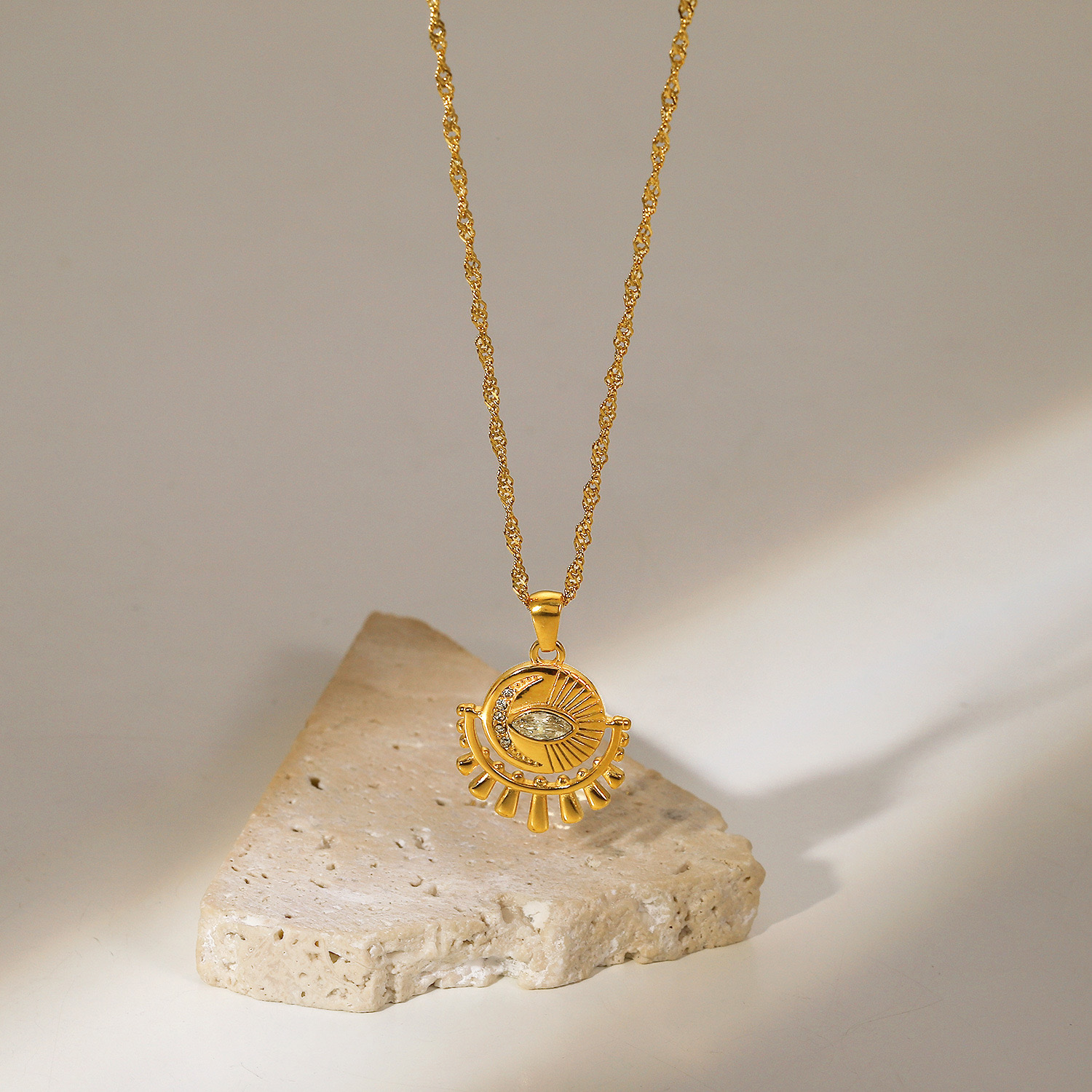 18K gold plated eye in the sky necklace