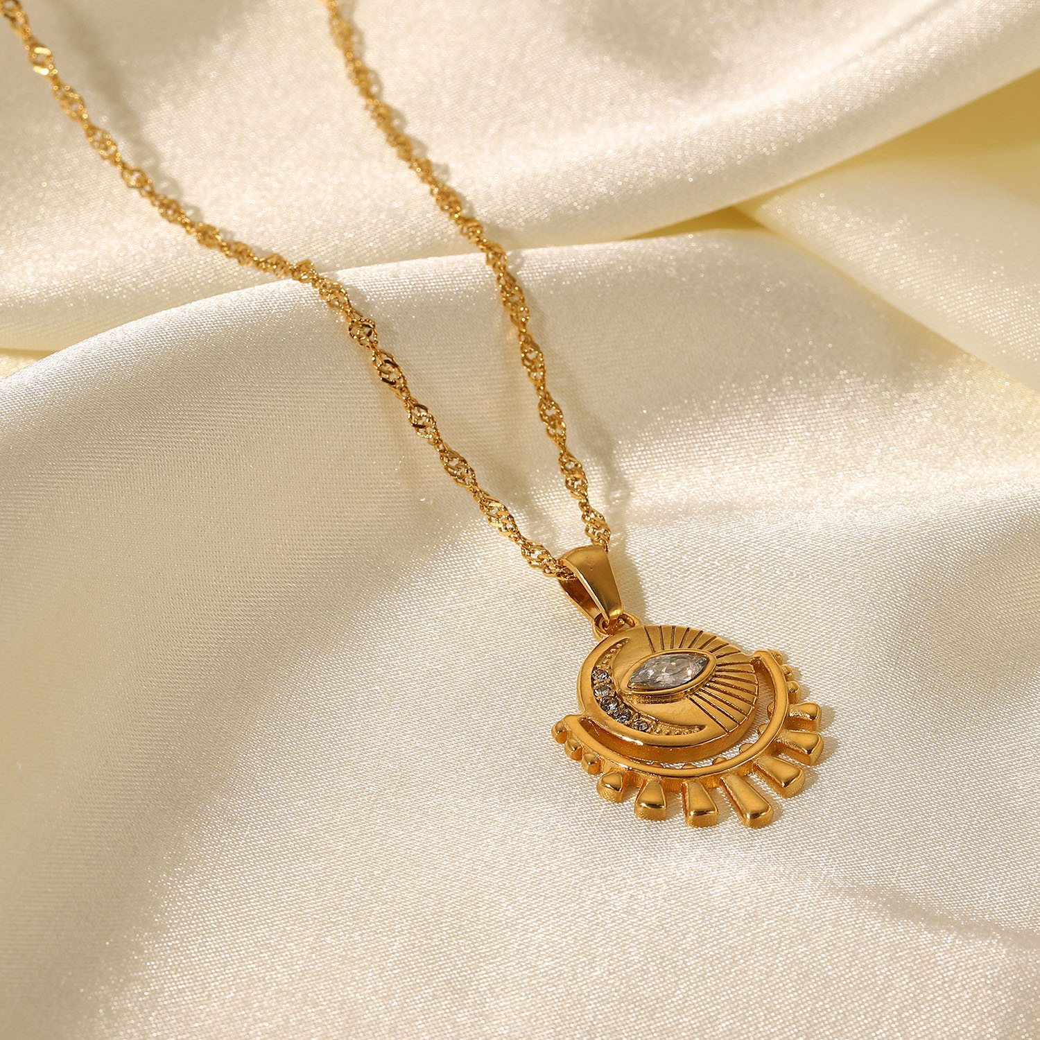 18K gold plated eye in the sky necklace