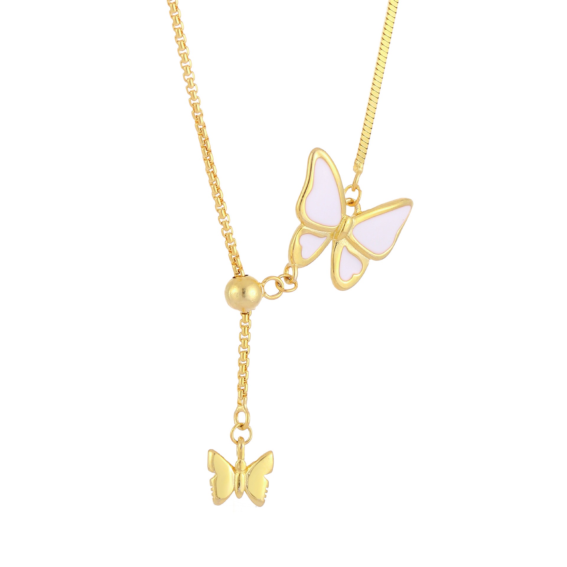 18K gold plated two butterflies necklace