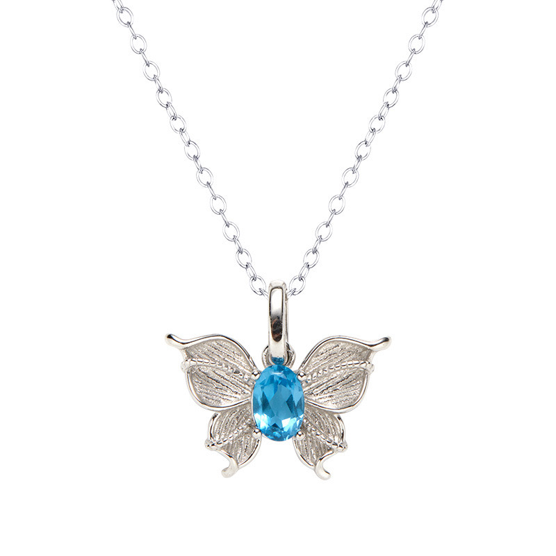 Colorful butterfly natural stone necklace