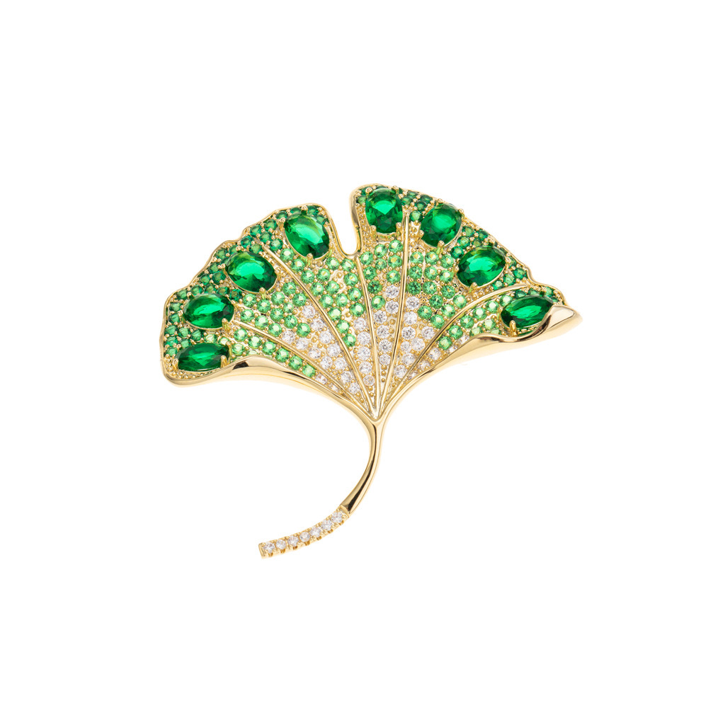 Ginkgo (peacock in full bloom) brooch