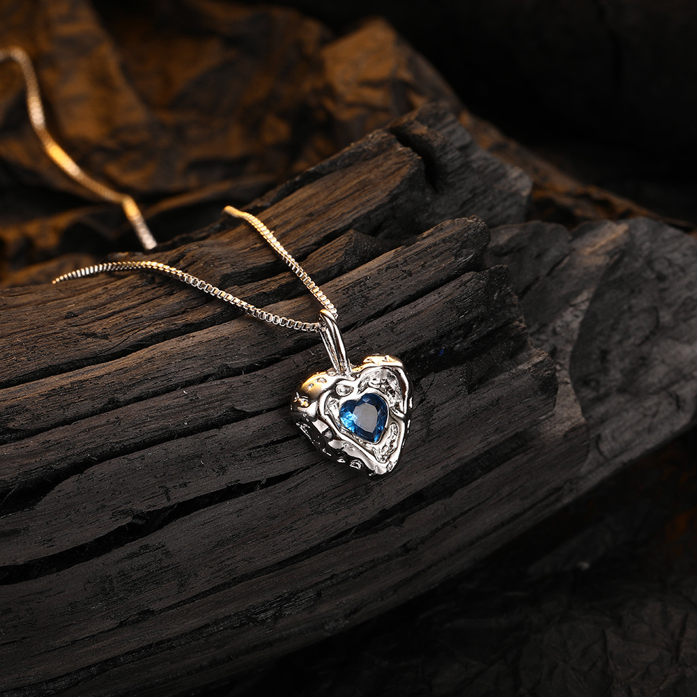Sterling Silver (Platinum Plated) Ocean Heart Necklace