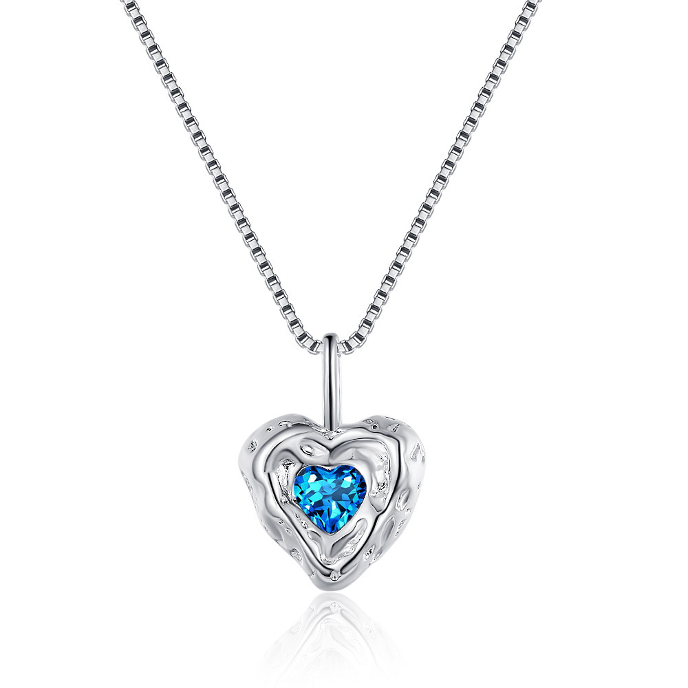Sterling Silver (Platinum Plated) Ocean Heart Necklace