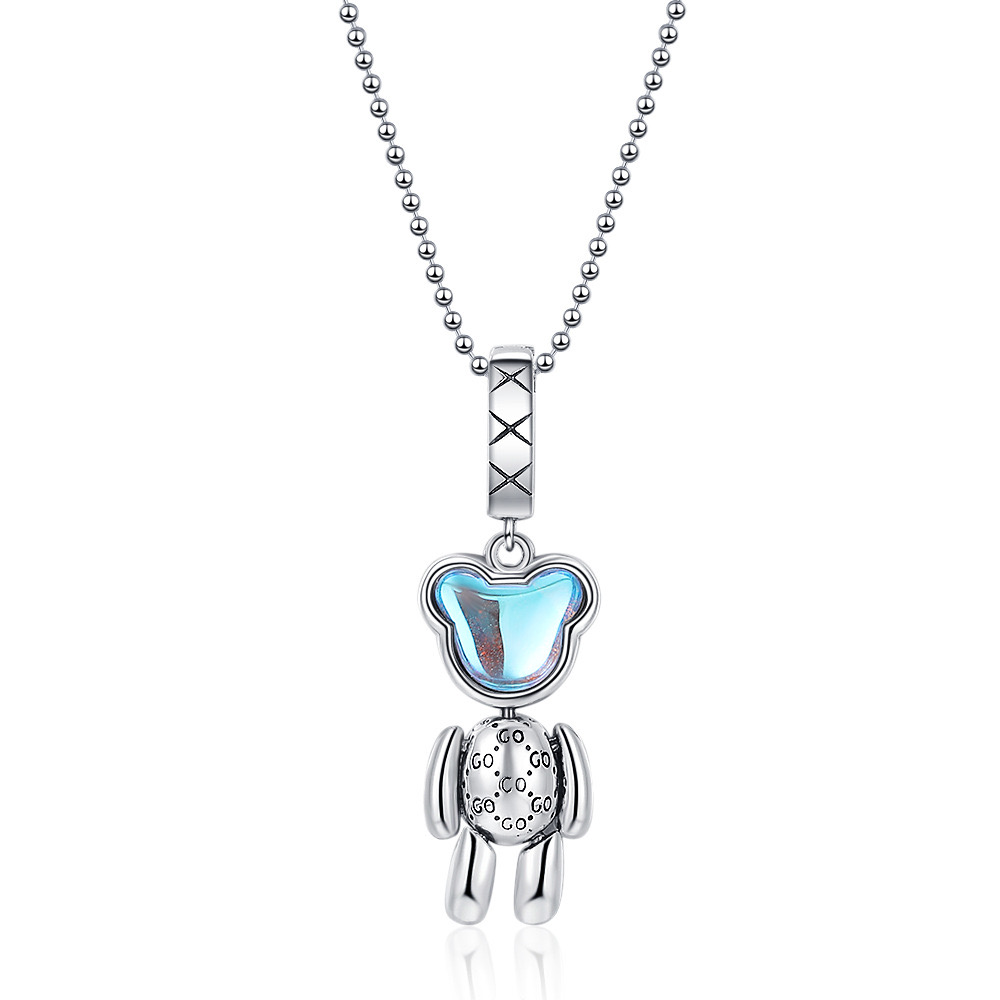 Moonstone Big Head Bear Necklace