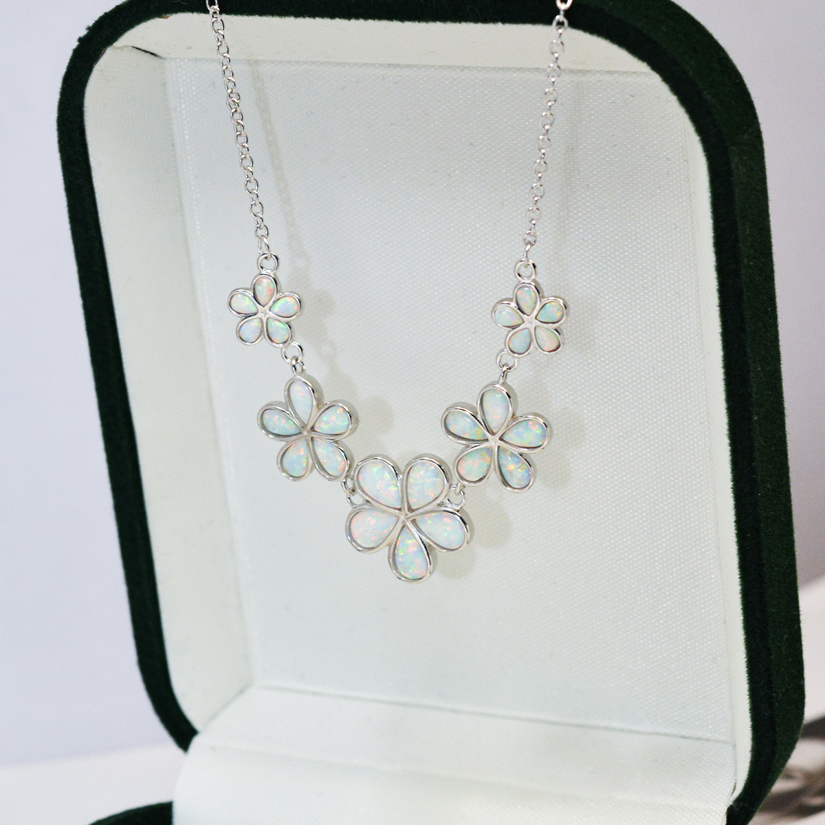 Opal Plum Blossom Necklace