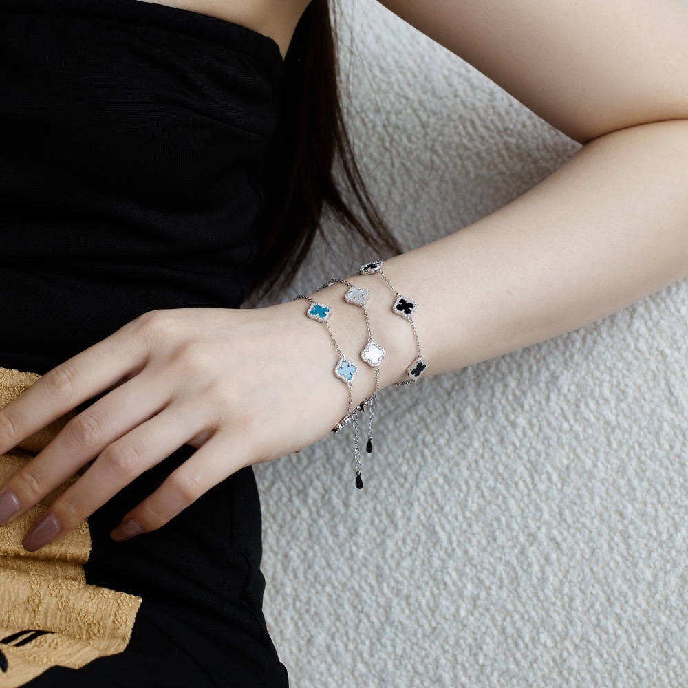 Four-leaf clover-Malachite Bracelet 18K