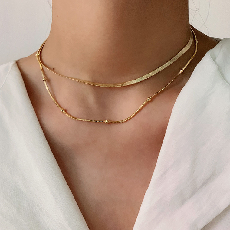 14K Gold Bead Necklace 01