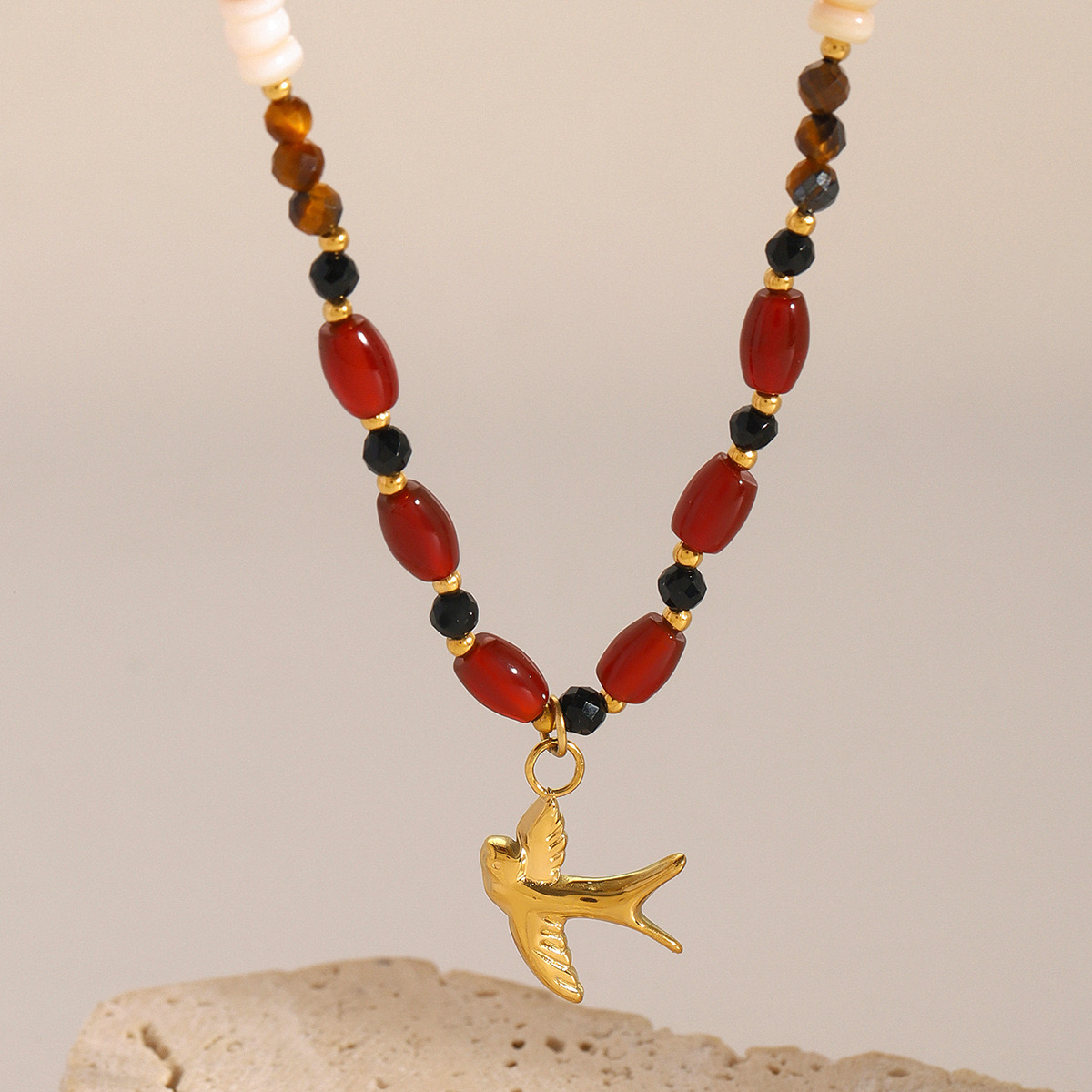 Natural Stone Swallow Necklace