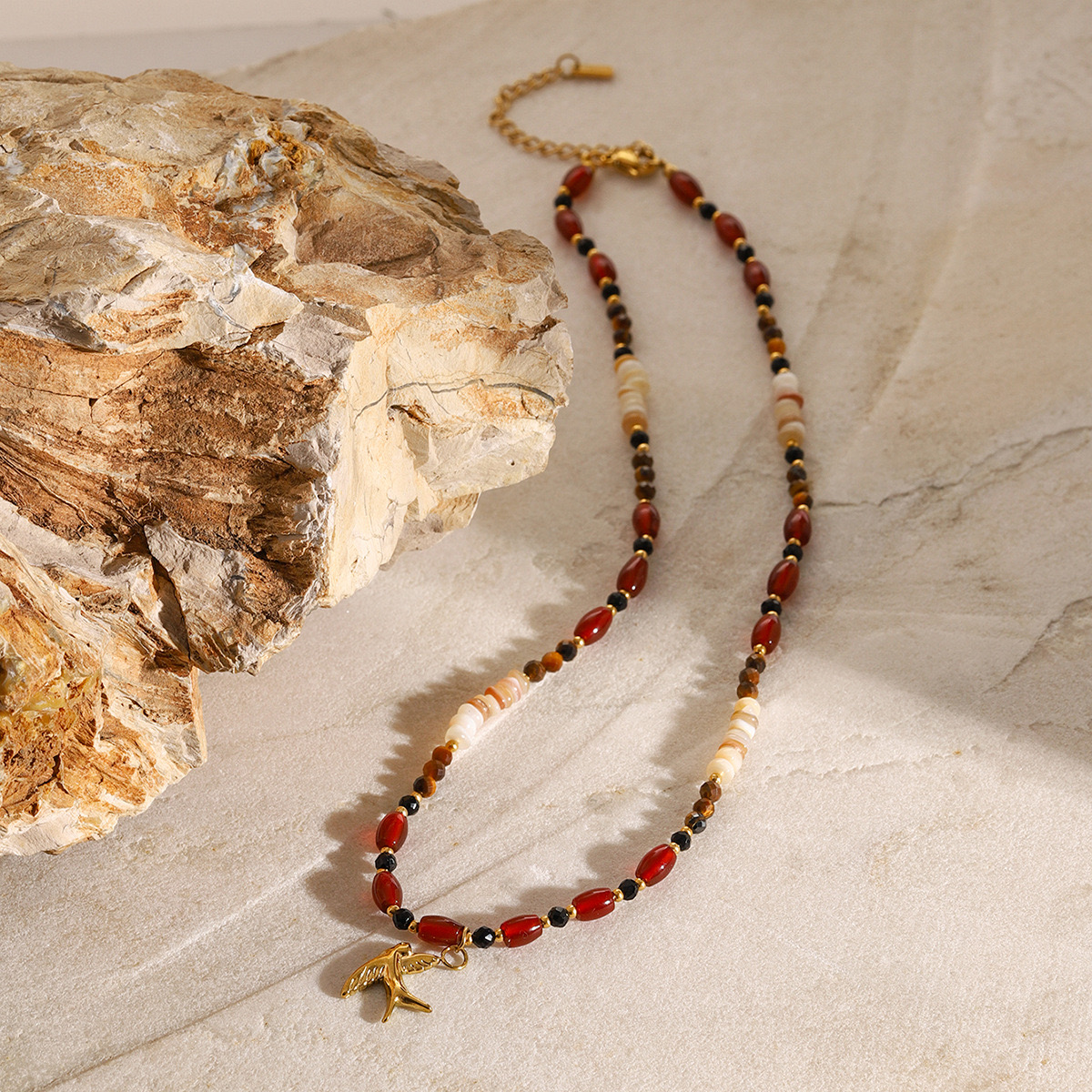 Natural Stone Swallow Necklace