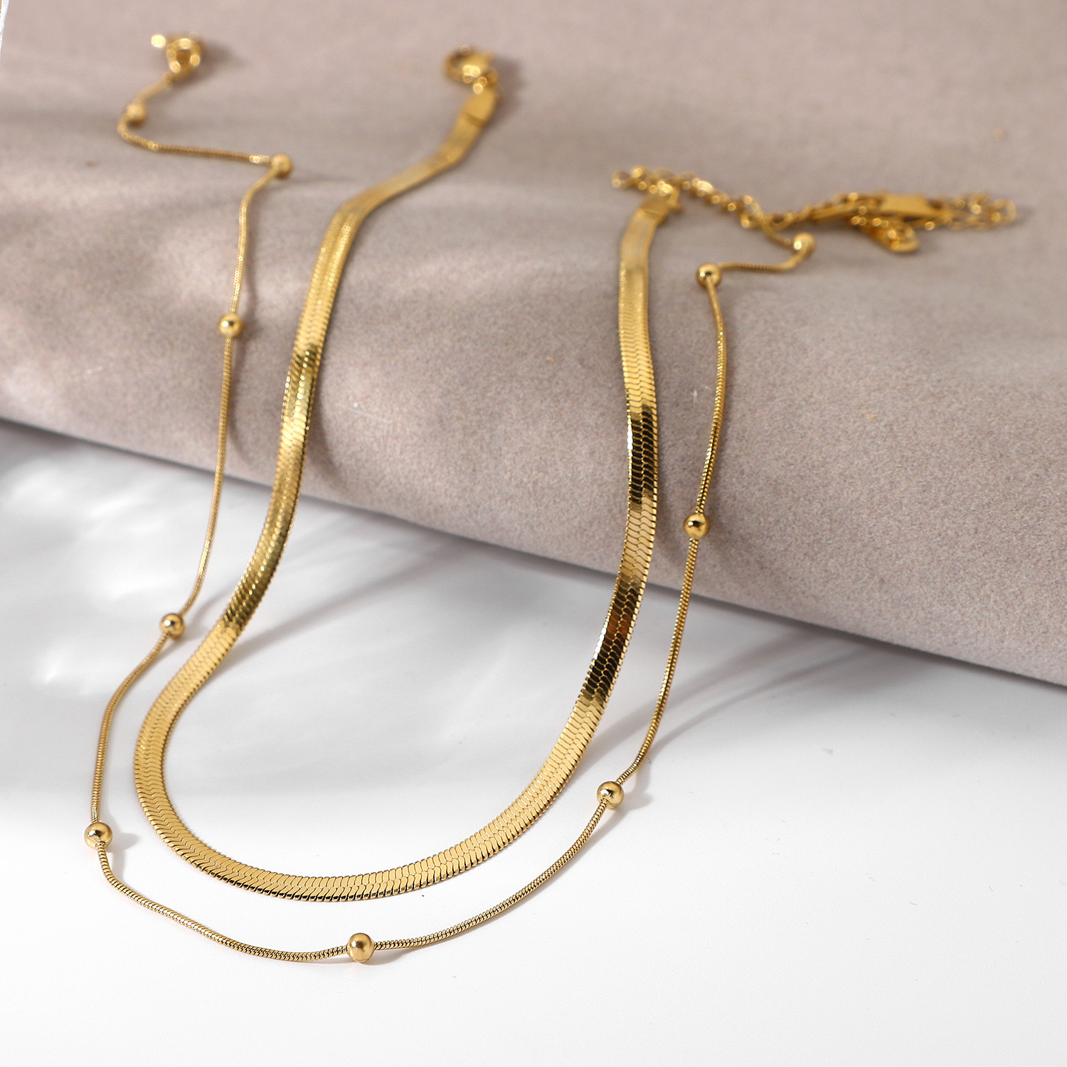 14K Gold Bead Necklace 01
