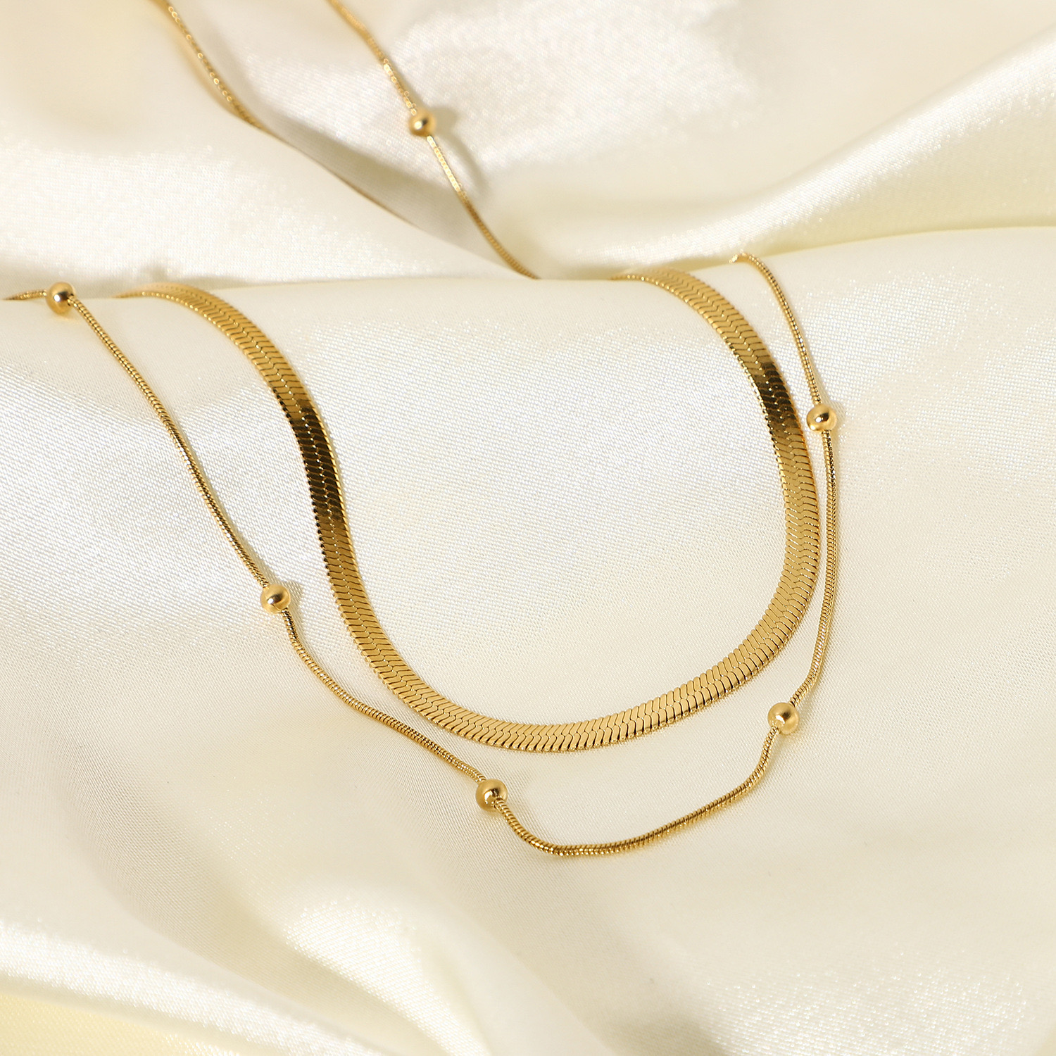 14K Gold Bead Necklace 01