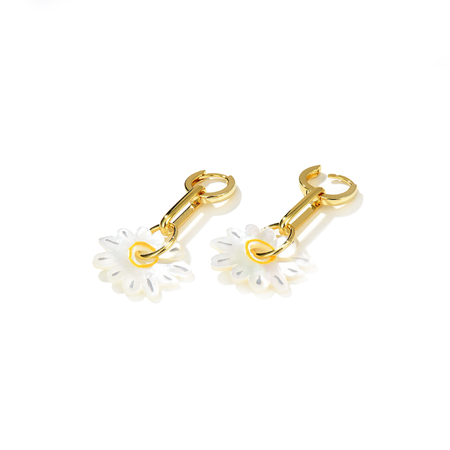 Hawaiian style natural shell slice daisy earrings NN24112938