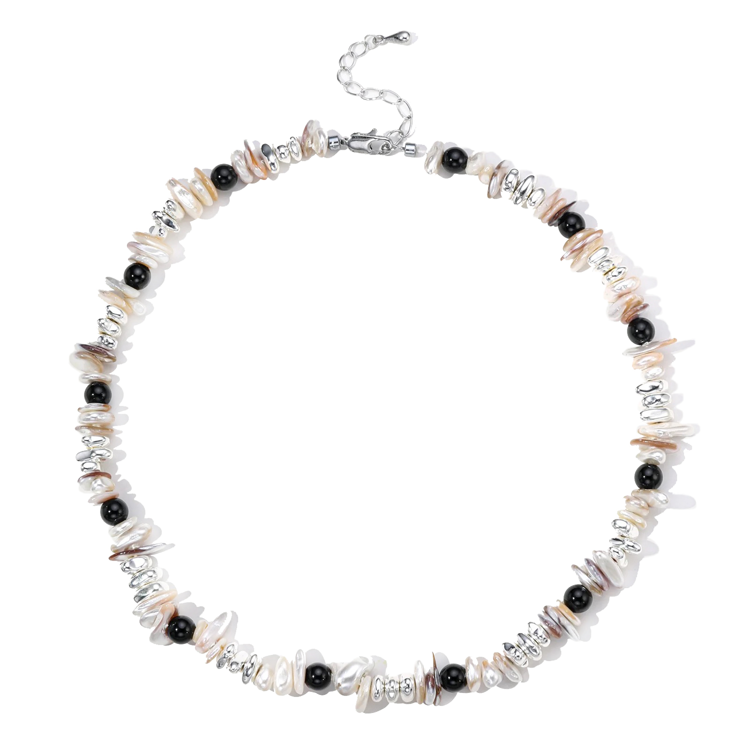 Natural stone pearl irregular contrast color necklace