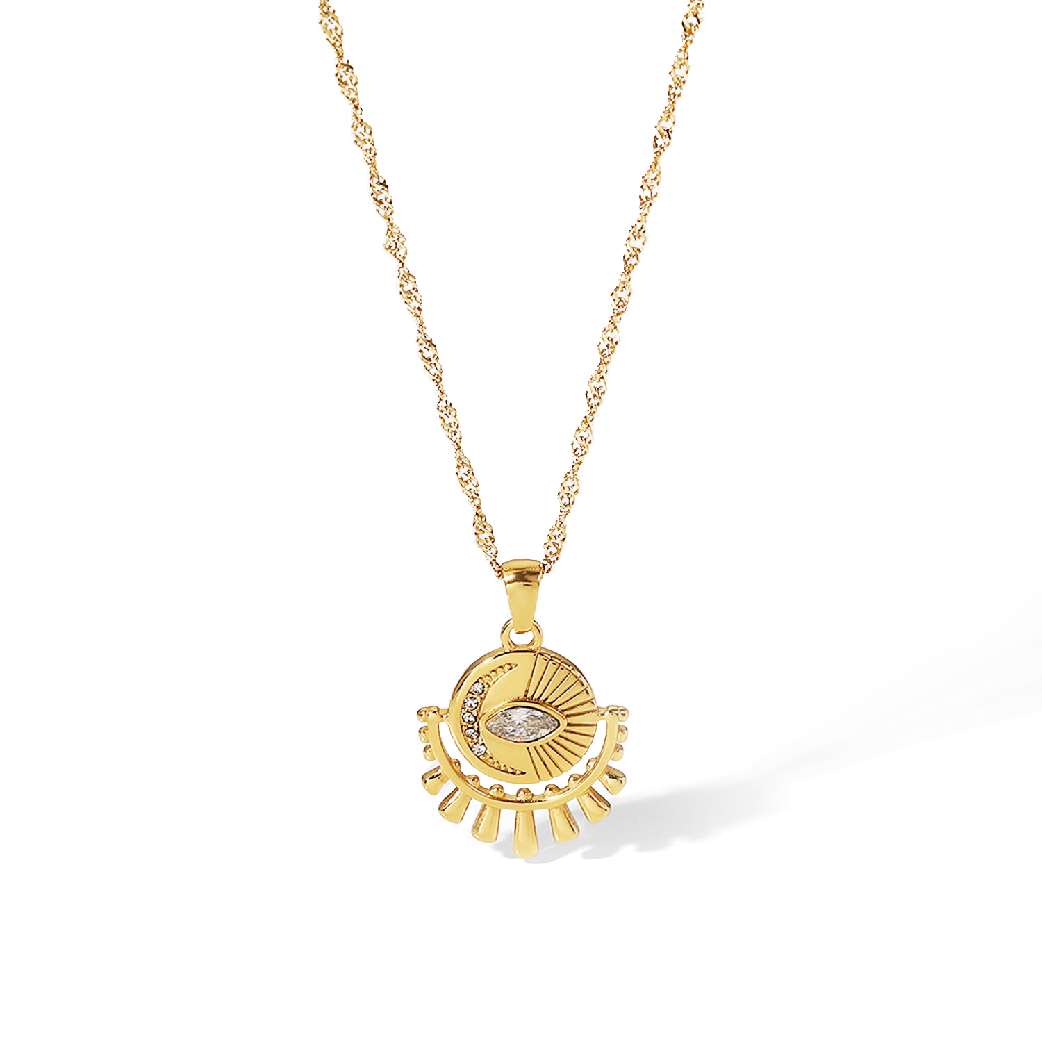18K gold plated eye in the sky necklace
