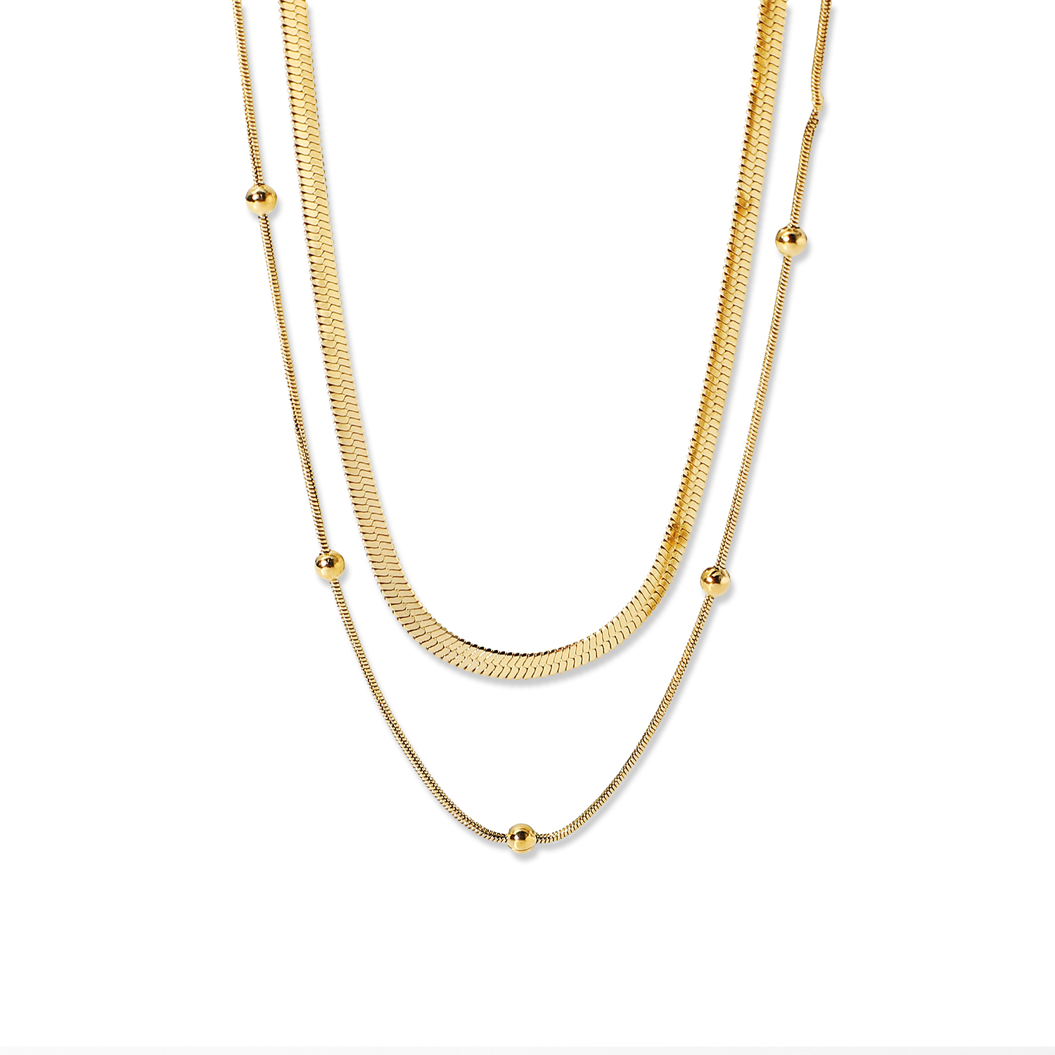 14K Gold Bead Necklace 01
