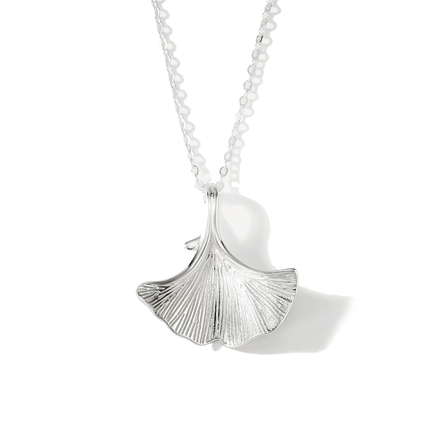 Silver Ginkgo Leaf Necklace