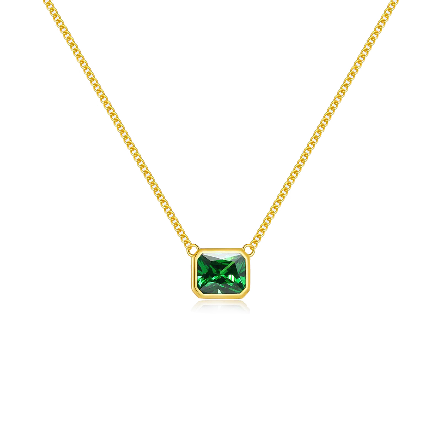 Emerald square pendant luxury necklace