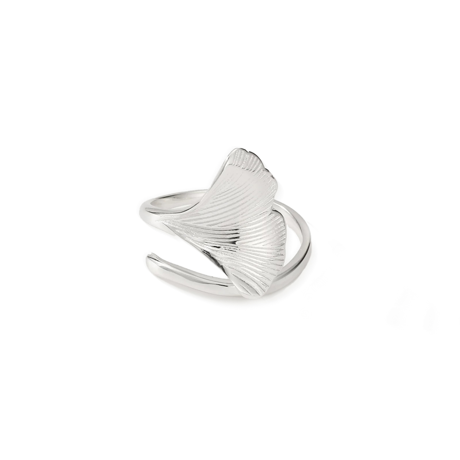 Silver Ginkgo Leaf Ring