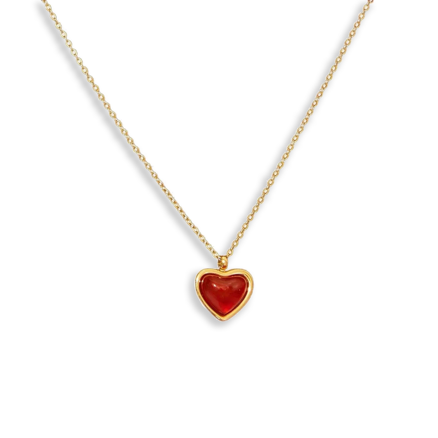 18K gold plated Carnelian heart necklace