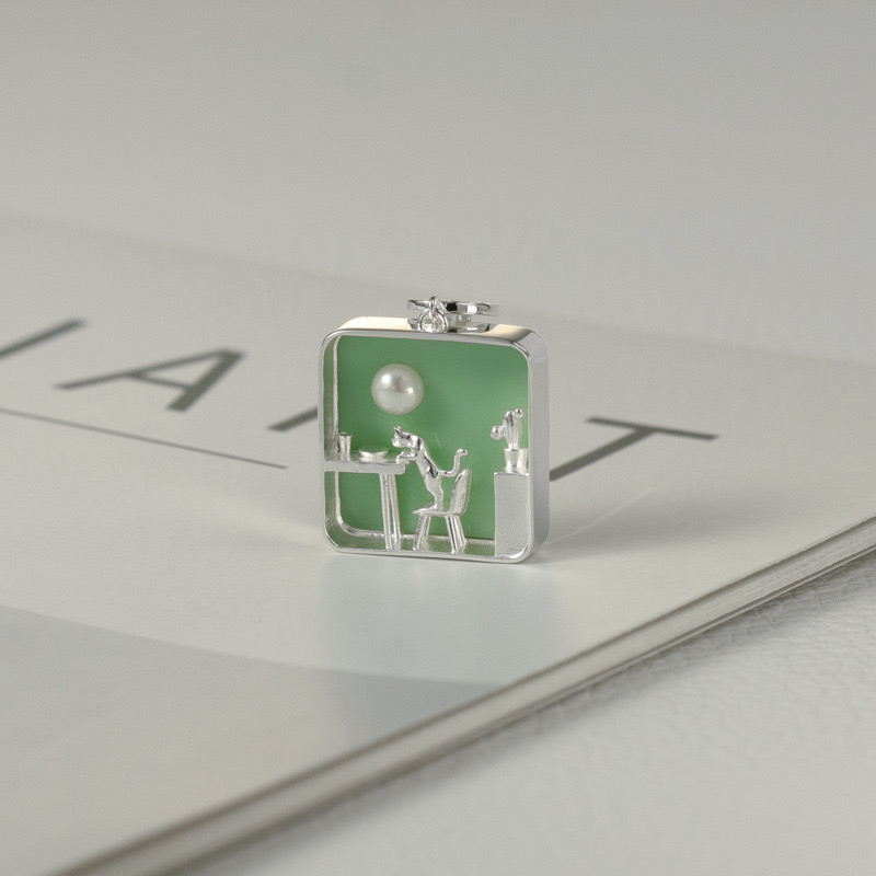 Cat alone at home pendant