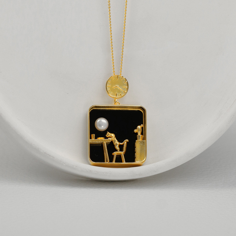 Cat alone at home pendant