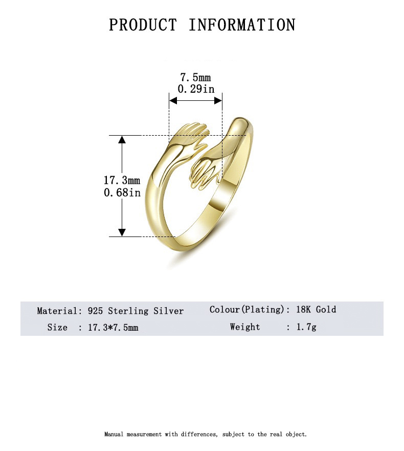 925 Sterling Silver Hug Ring