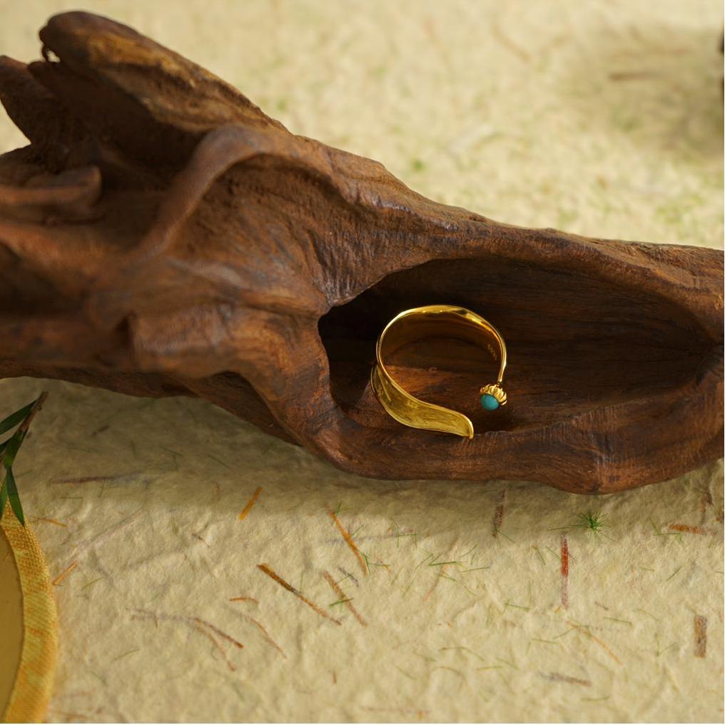 18K gold plated The Persistence of Memory Silver Ring