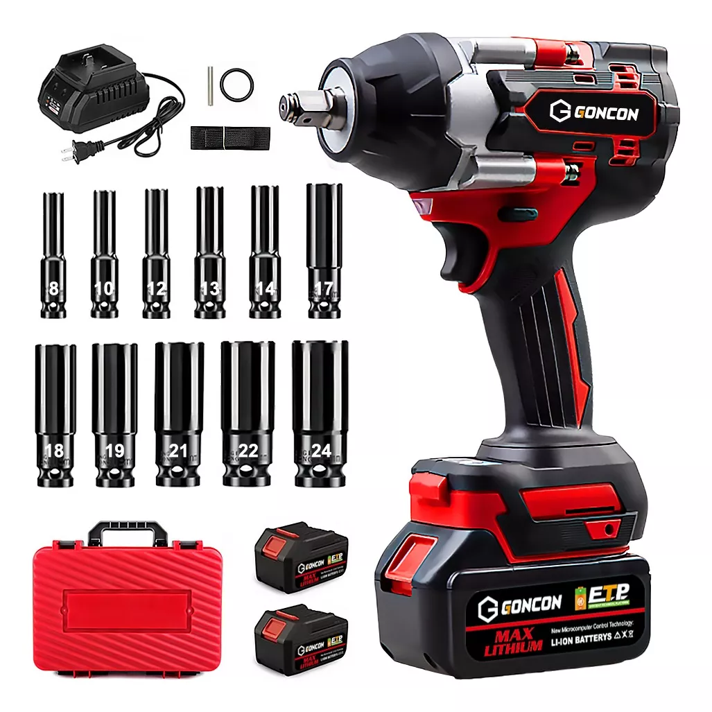 1000nm Pistola De Impacto Llave Inalambrica 2*batería Kit