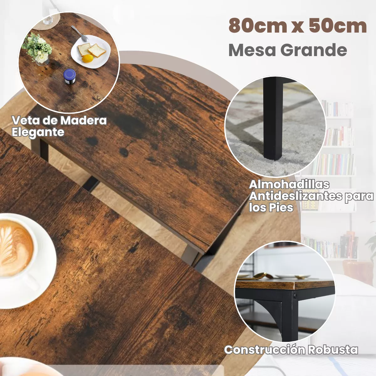 Gomyhome Juego De Comedor 2 Sillas Rectangular 80cm Marrón