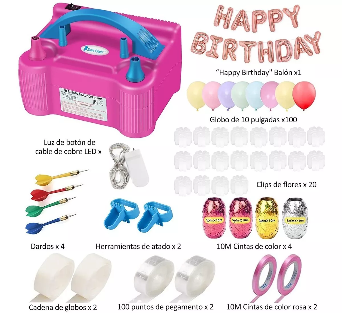 Bomba Electrica Para Inflar Globos Doble Inflador Fiestas