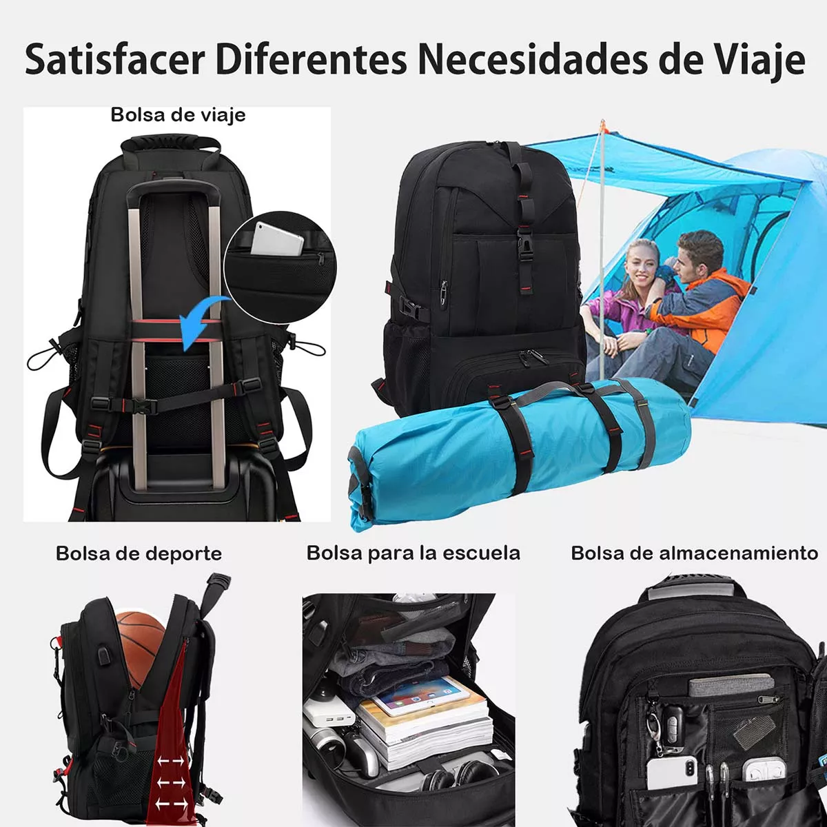 Mochila Militar Táctica De Viaje 80l Impermeable Con Usb