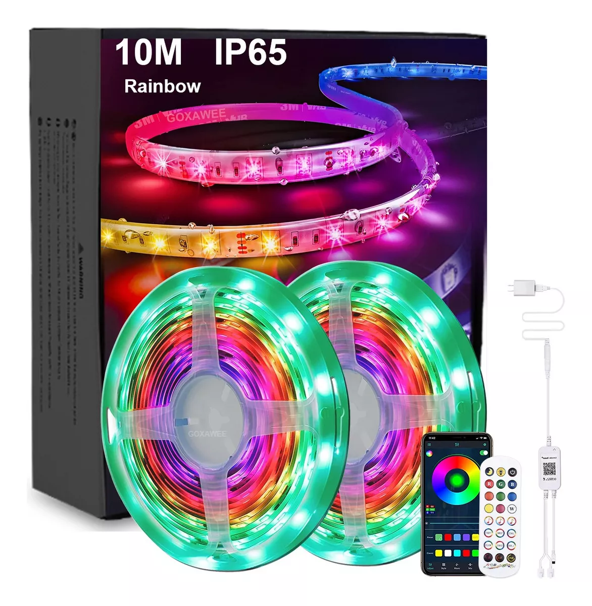 Tira Led Bylifity Impermeable Ip65, 10m Luces Led Rgbic Bluetooth Con Effecto De Arco Iris, Tiras Luz Led Modo De Música Y Escena 16 Milliones De Colores Para Habitación Gaming, Techo, Cocina Y Fiesta