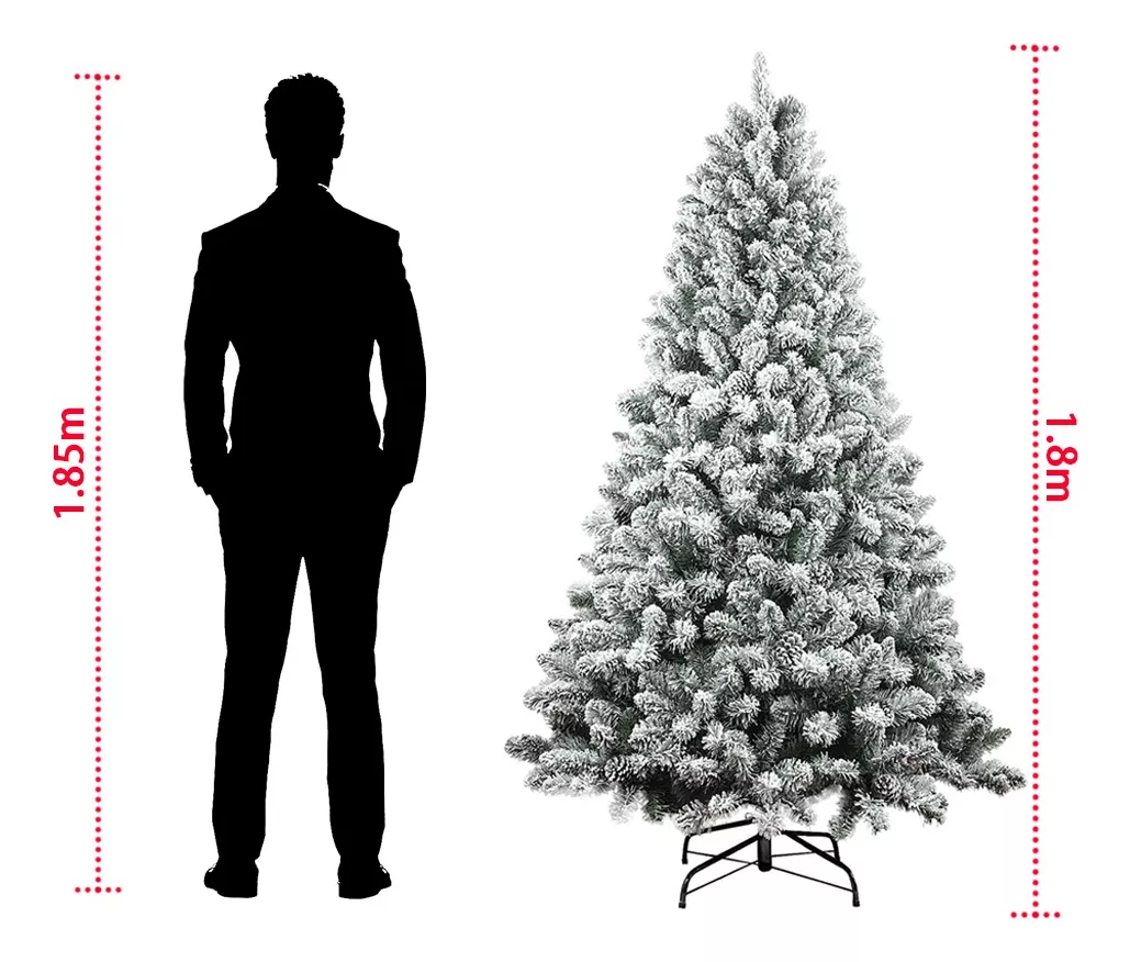 Árbol De Navidad Nieve Artificial 1.80m 800 Ramas Blancas