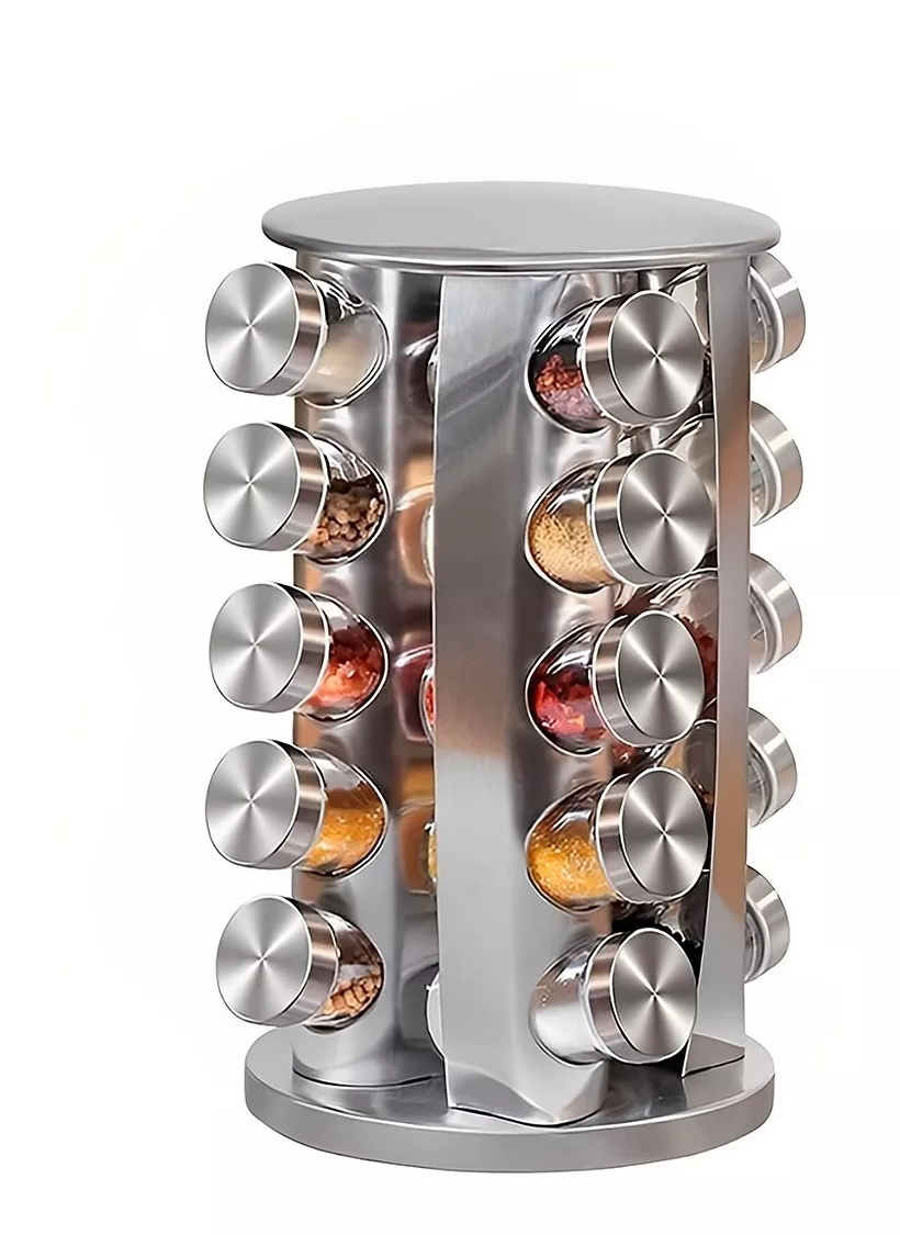 Especiero Giratorio, 20 Tarros Vidrio Organizador de Especias y Condimentos