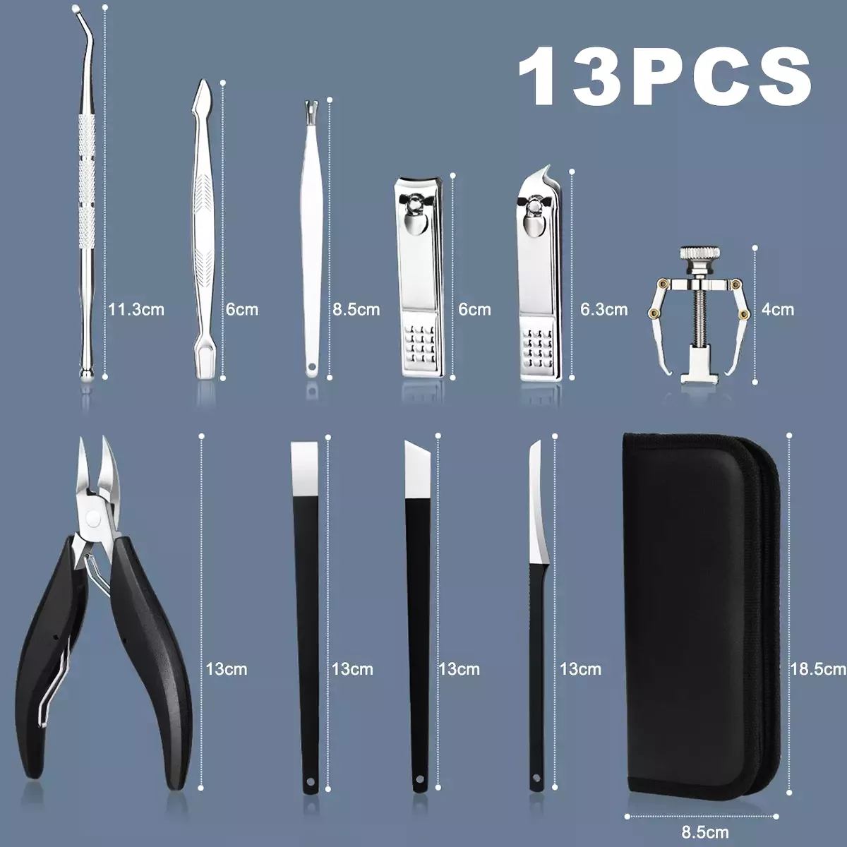 ICHIDO 13 Piezas Pedicure Set De Manicure Profesional Cortar Uñas Encarnadas.