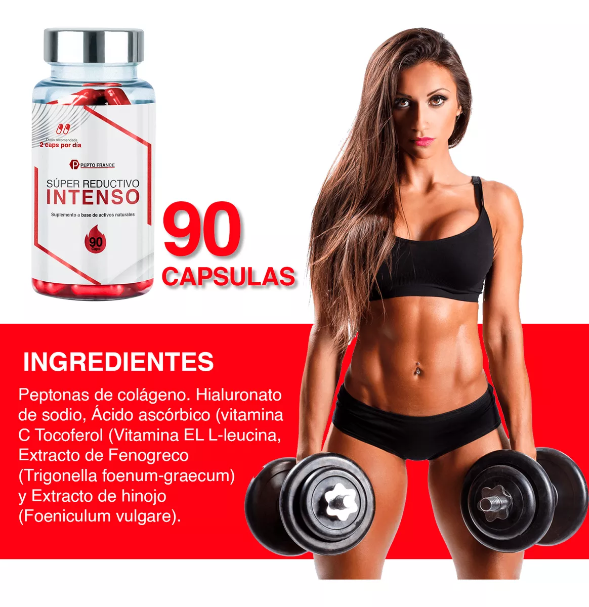 Kit Suplementos Glúteo Peptona + Reductivo Intenso 90cáps