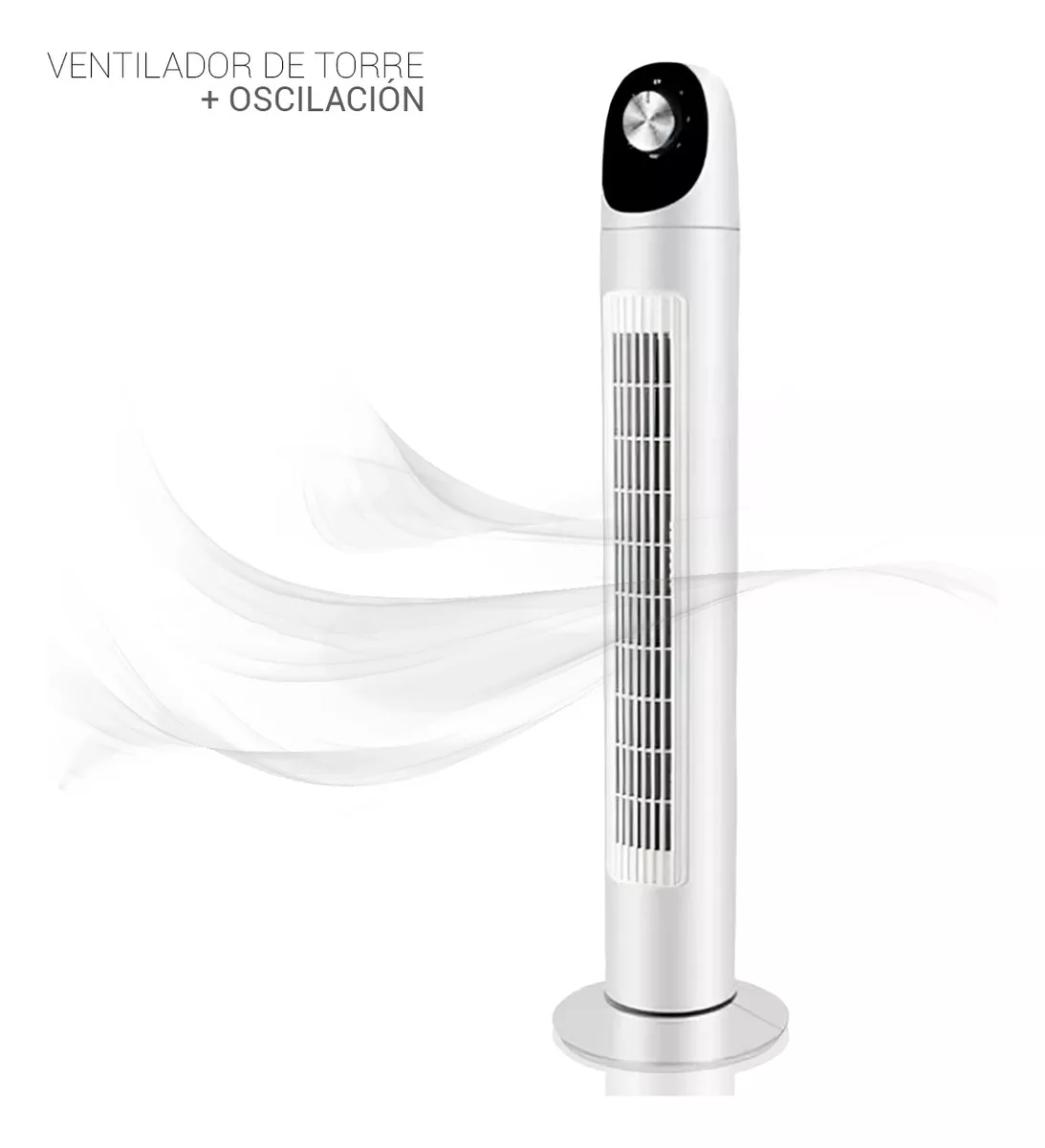 Ventilador De Torre Abanico Oscilante Silencioso Panel Estructura Blanco Diámetro 8.8 