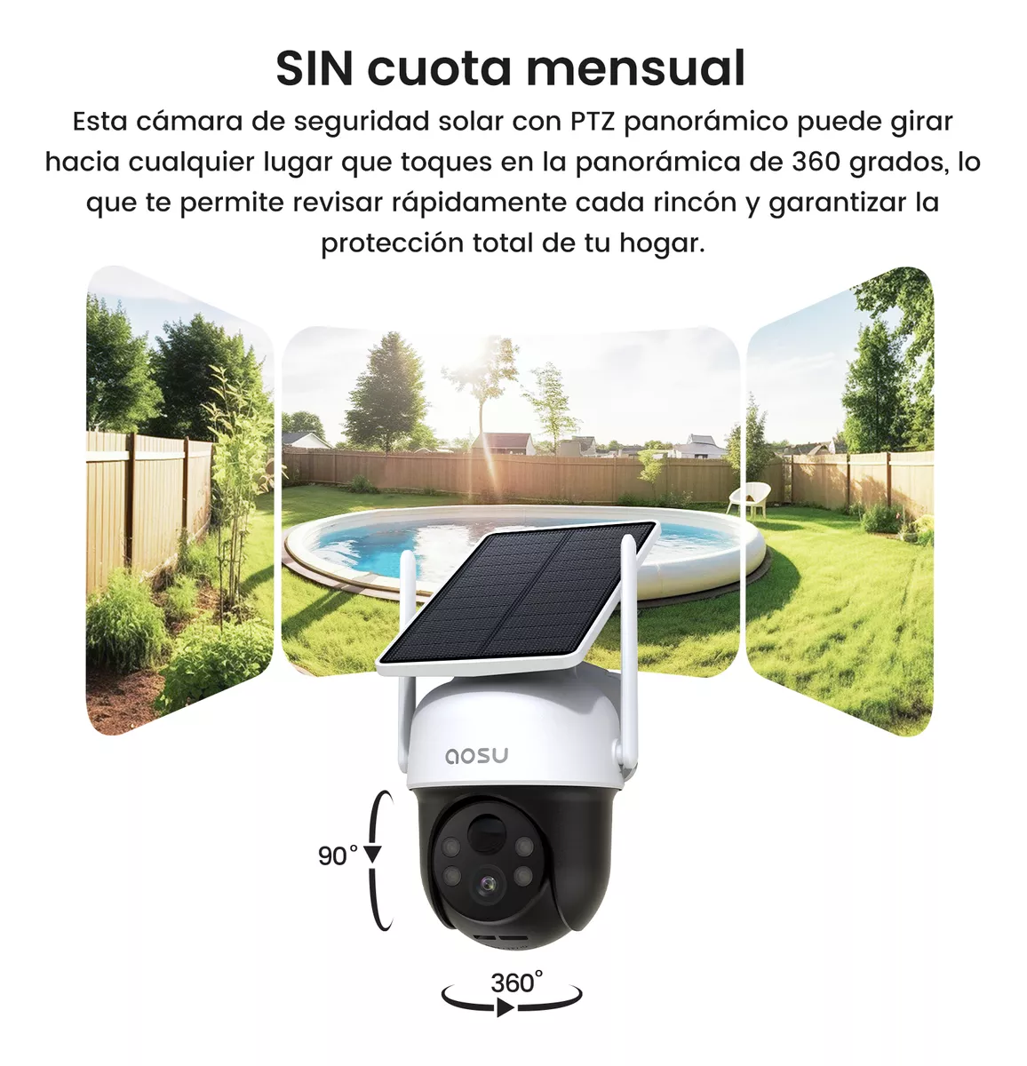 Cámara De Seguridad Solar Wifi Exterior 3mp Hd Audio 360 Ptz