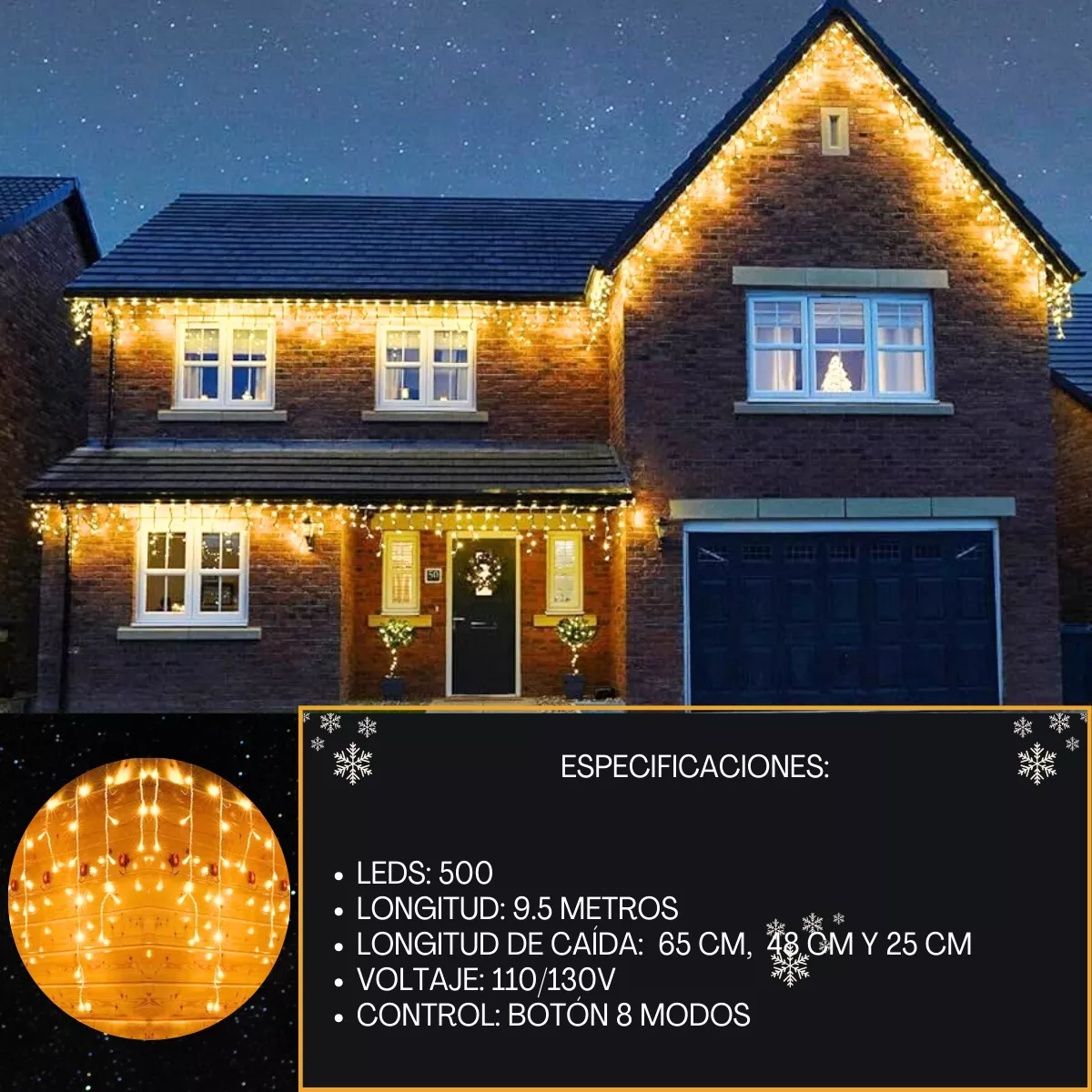 Luces Led Cascada 9m 500l Dosyu Transparente Dy-ice500l-csc