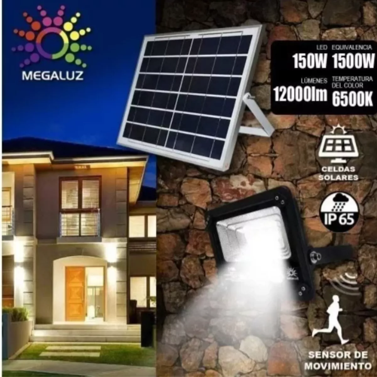 Reflector Solar Con Panel 150w Control Remoto