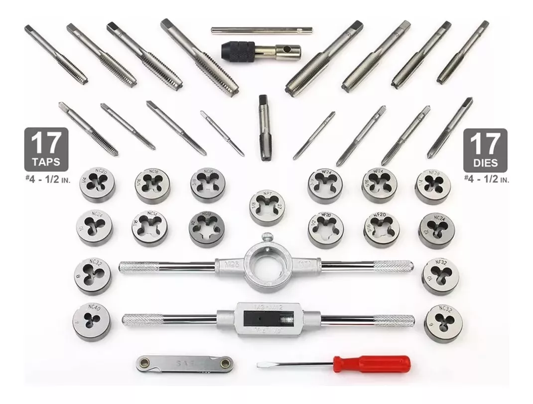 Atverce PD-40 Juego De Pulgada Acero Machuelos Y Terrajas 40 Pcs