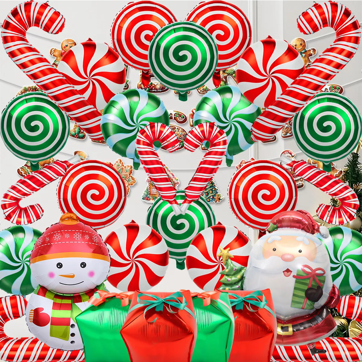 Kit Globos De Navidad Decoración De Fiesta Grandes Bastón