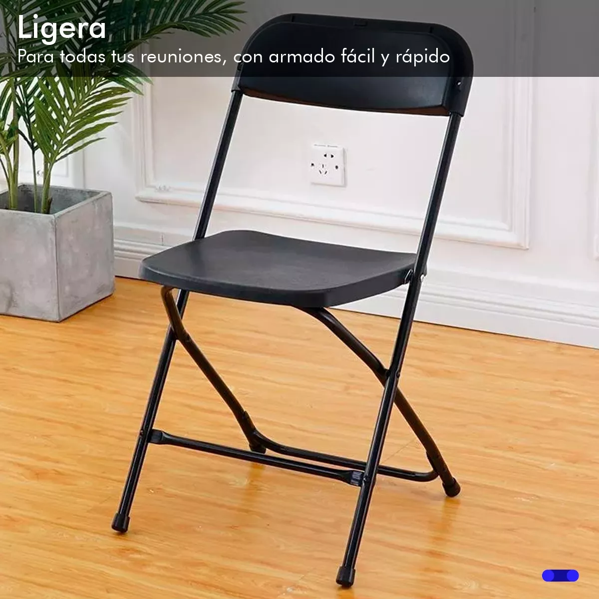 Kit 6 Sillas Plegables Reforzadas Antideslizante Multiusos Color Negro Plegable Plus