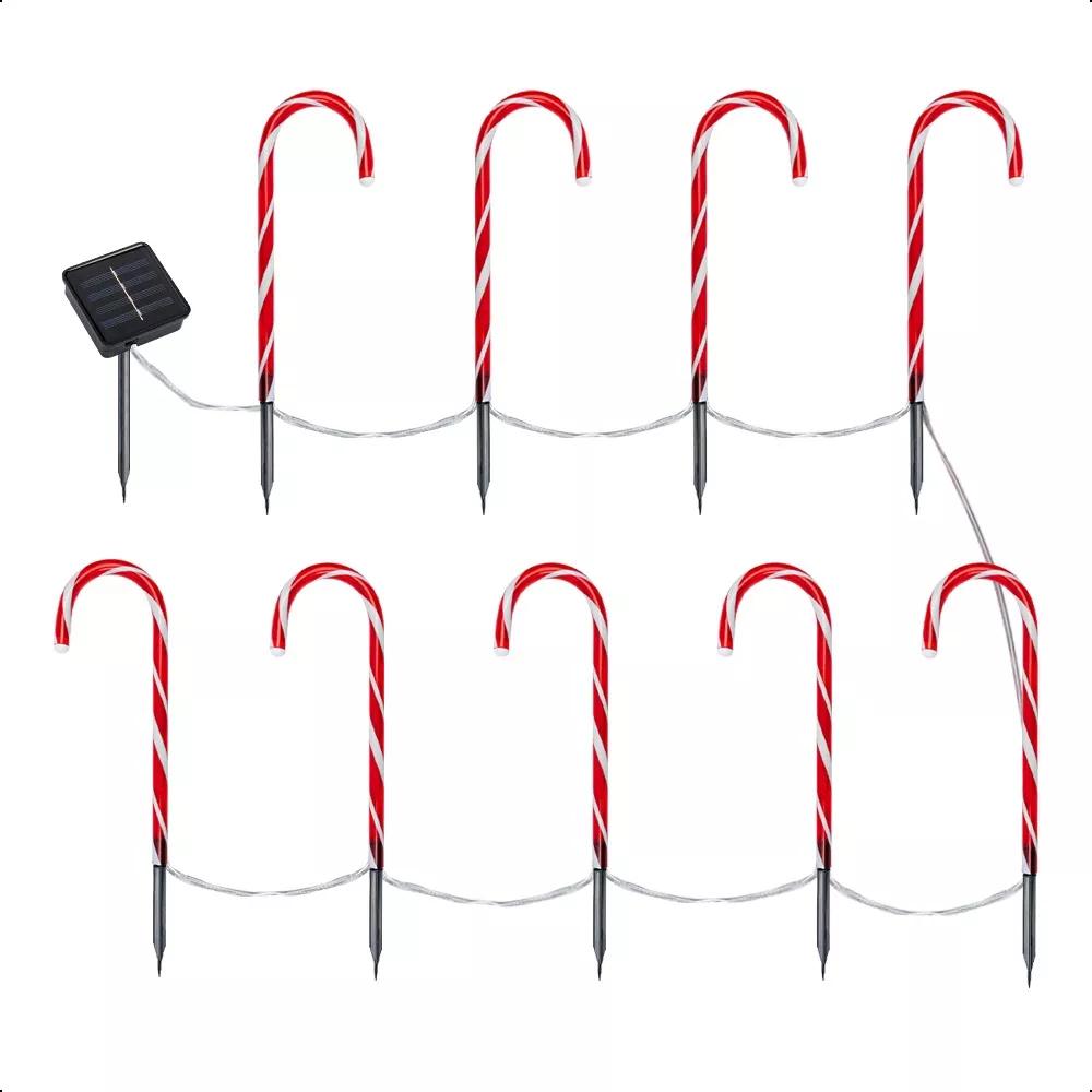 Bastones Solares Led Ilumina Tu Navidad De Forma Mágica Luces Rojo