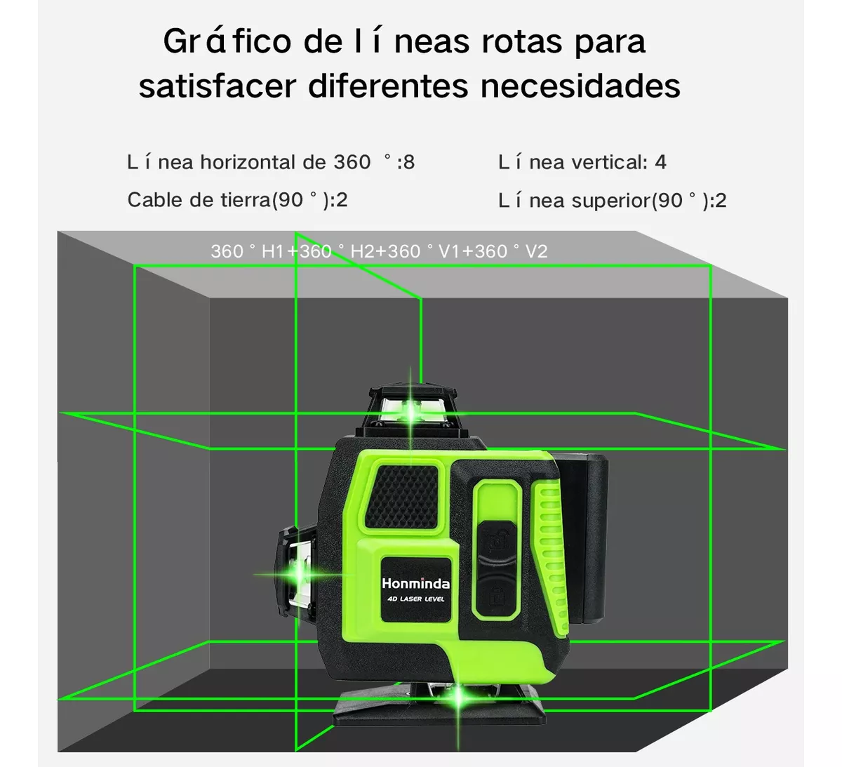 Nivel Láser 16 Lineas Autonivelante Con 2 Baterías Y Trípode