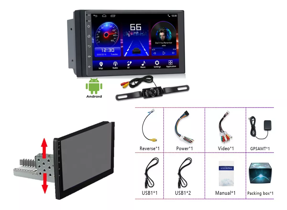 Estereo 1 Din Android Gps  Usb Y Camara  P