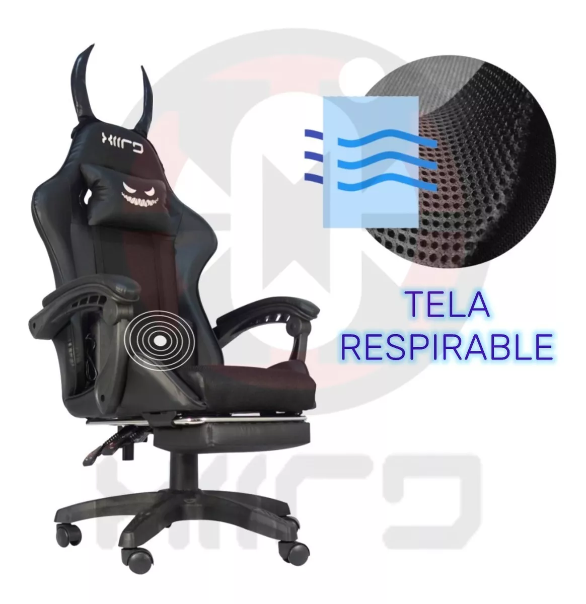 Silla Gamer Reclinable Con Orejas Ergonómica Tela Respirable