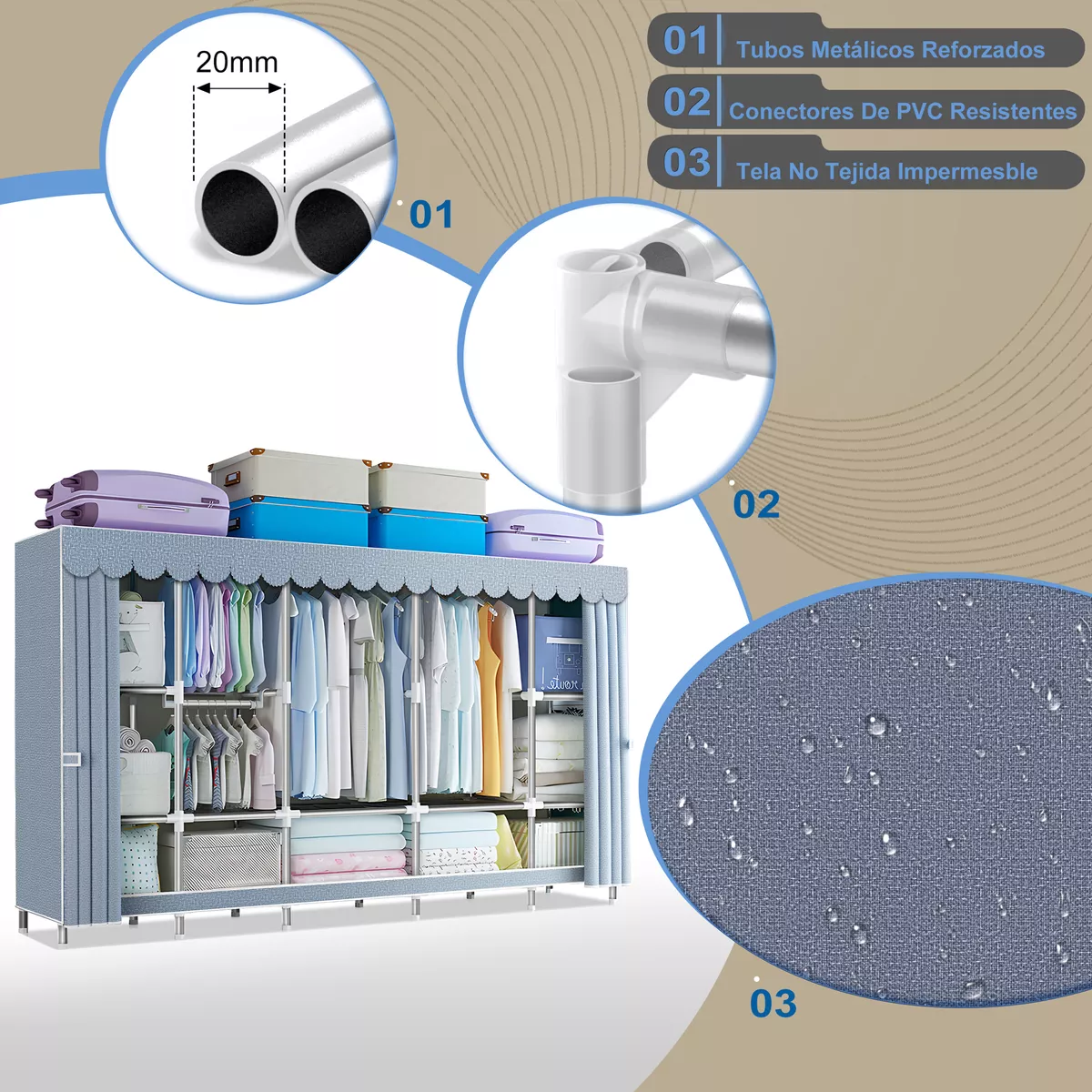 Closet Armable Ropero Closed Armario Organizador Ropa 245cm